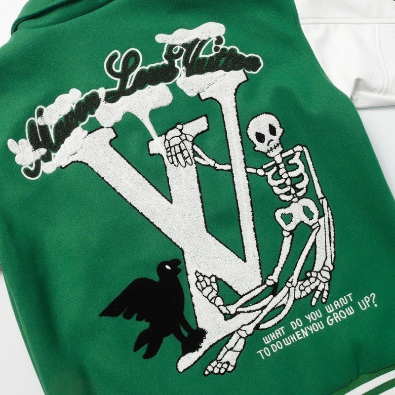 Louis Vuitton Varsity Leather Jacket Green