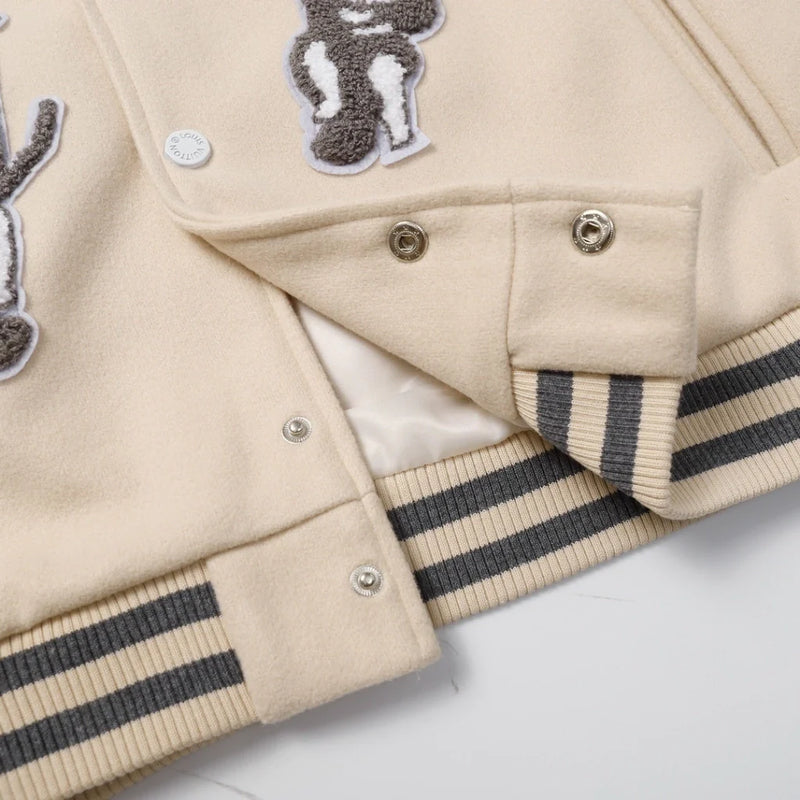 Louis Vuitton Leather Varsity Jacket White by Virgil Abloh