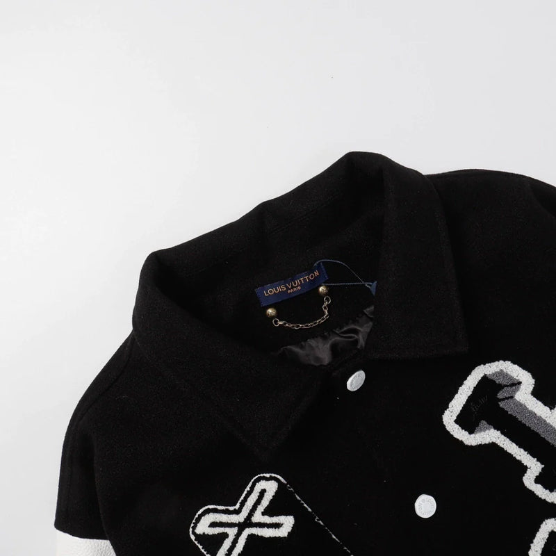 Louis Vuitton Varsity Leather Jacket Black & White